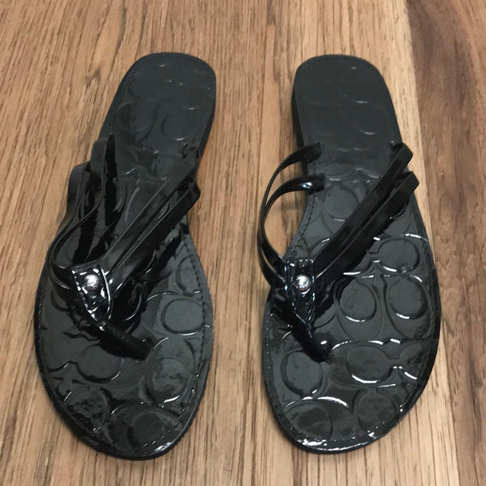 Black Coach Flip Flops